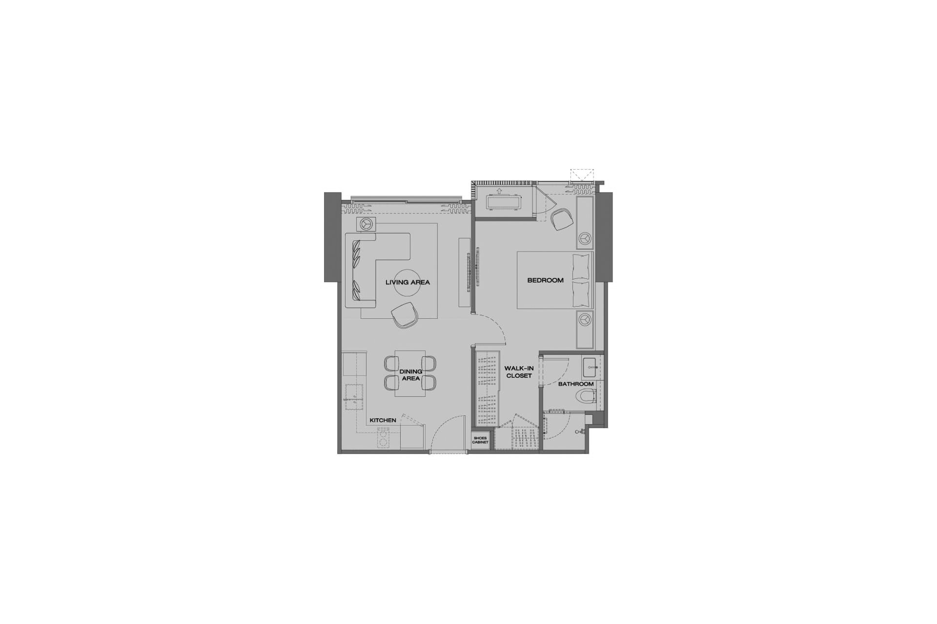 Condominium floor plan, 1 bedroom in Anil Sathorn 12 No. 11025