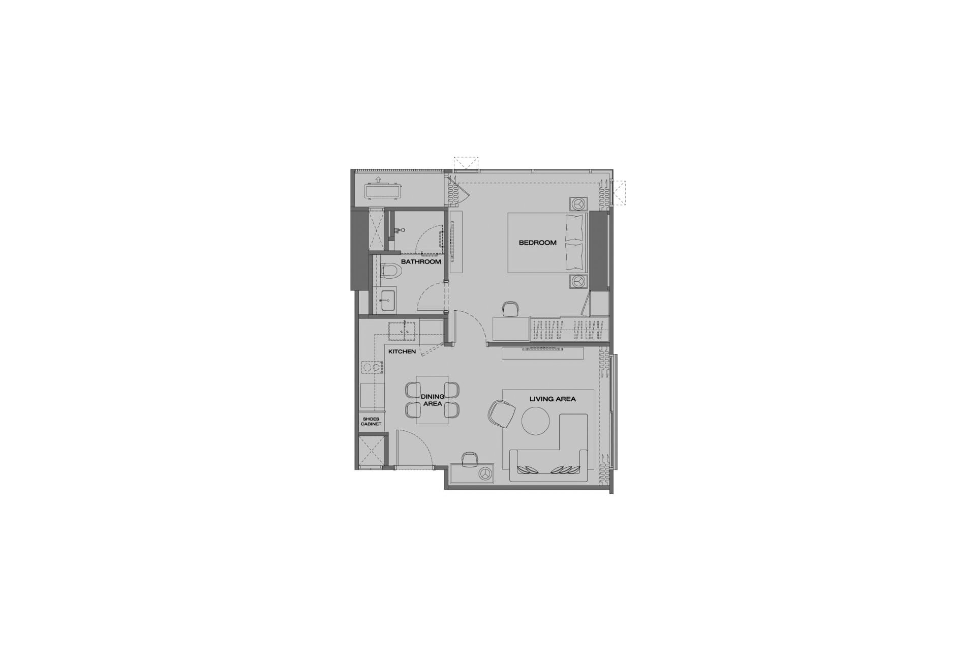 Condominium floor plan, 1 bedroom in Anil Sathorn 12 No. 11024