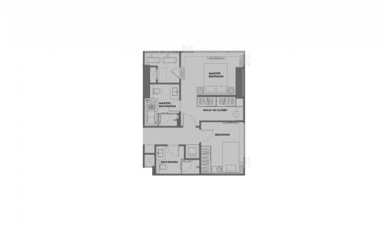 Condominium floor plan, 2 bedrooms in Anil Sathorn 12 No. 11030 (2D)