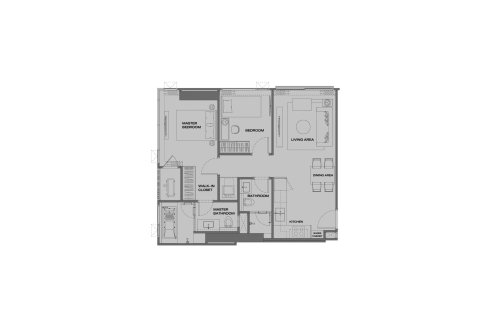 Condominium floor plan, 2 bedrooms in Anil Sathorn 12 No. 11028 (2D)