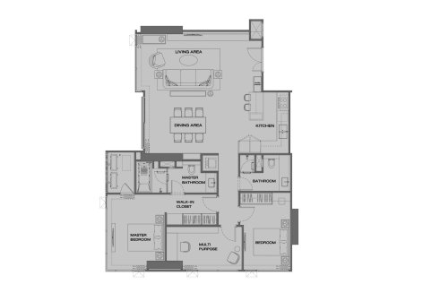 Condominium floor plan, 2 bedrooms in Anil Sathorn 12 No. 11032 (2D)